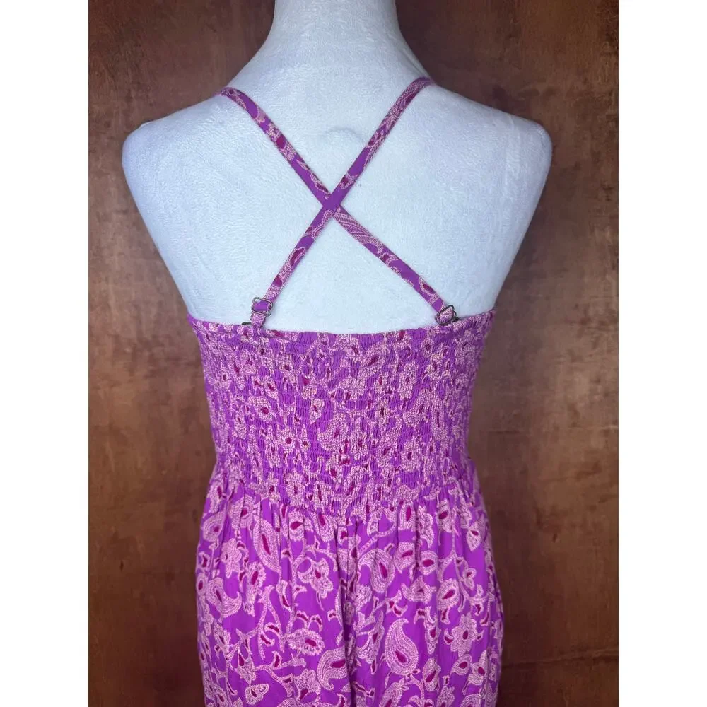 Knox Rose pants romper jumpsuit purple paisley floral boho SMALL - Picture 10 of 15
